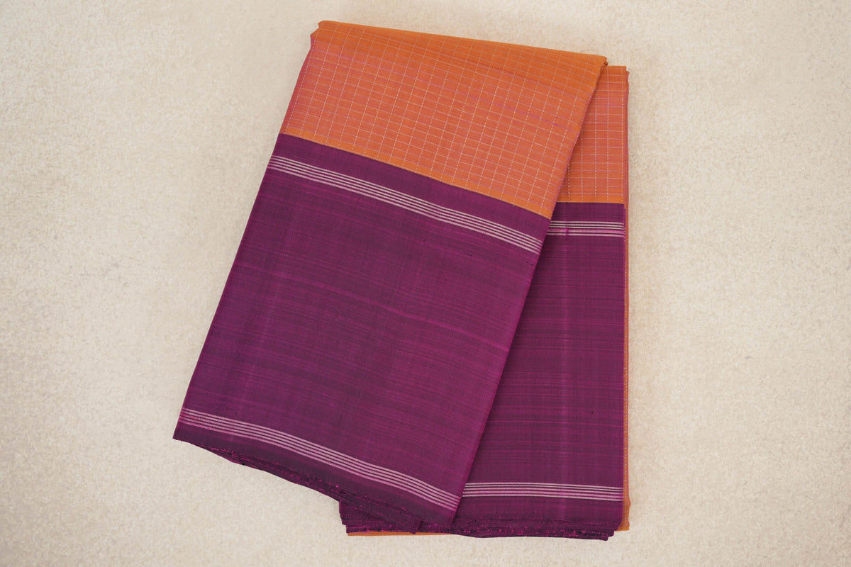 Dual Tone of Mustard Yellow and Pink with Deep Magenta Purple Borders Vintage Kanjivaram Silk Saree by Shreenivas Silks PSSR0110465