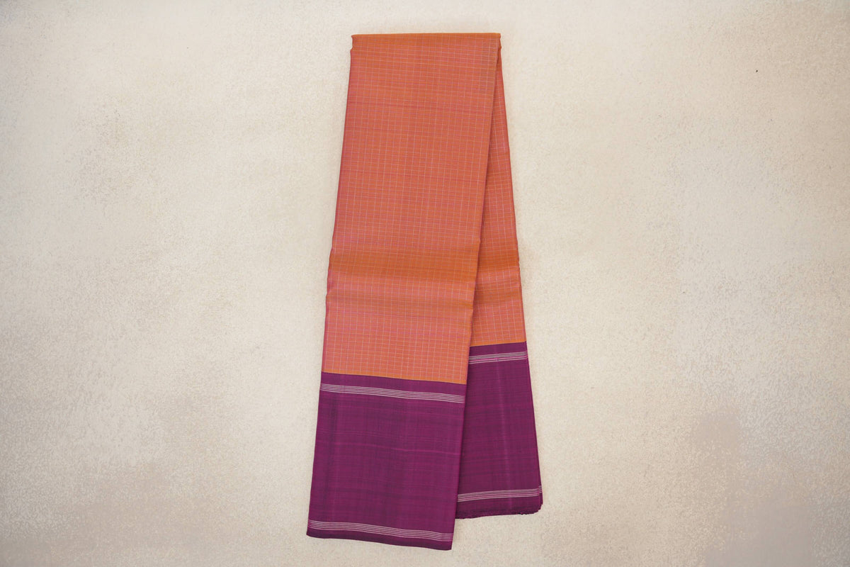 Dual Tone of Mustard Yellow and Pink with Deep Magenta Purple Borders Vintage Kanjivaram Silk Saree by Shreenivas Silks PSSR0110465