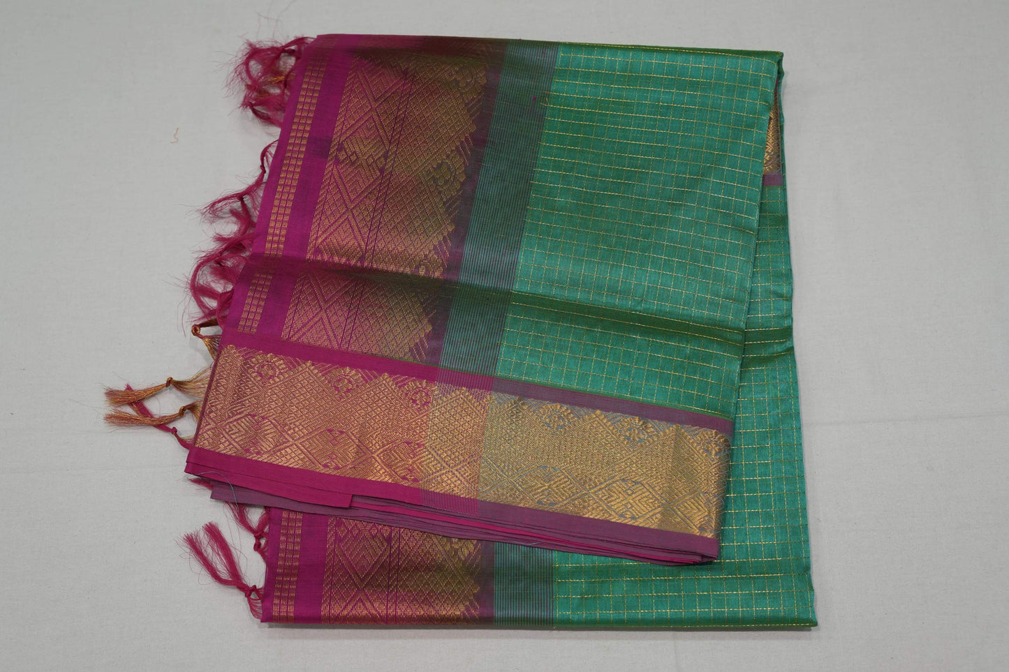 Rexona green silk cotton saree