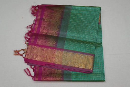 Rexona green silk cotton saree
