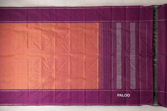 Dual Tone of Mustard Yellow and Pink with Deep Magenta Purple Borders Vintage Kanjivaram Silk Saree by Shreenivas Silks PSSR0110465