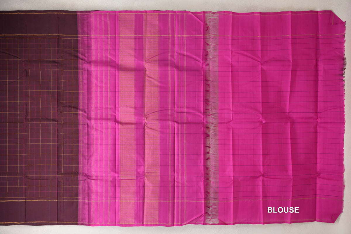 Wine Maroon Vintage Kanjivaram Silk Saree blouse