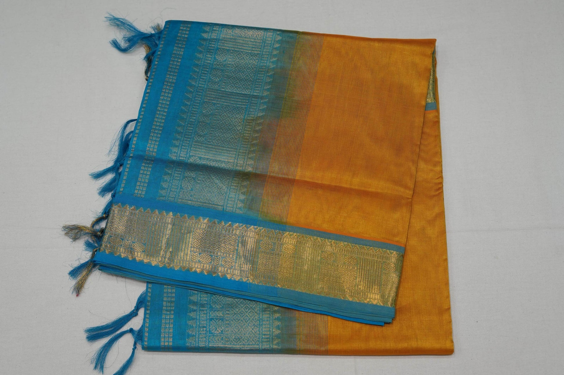 Mustard silk cotton saree