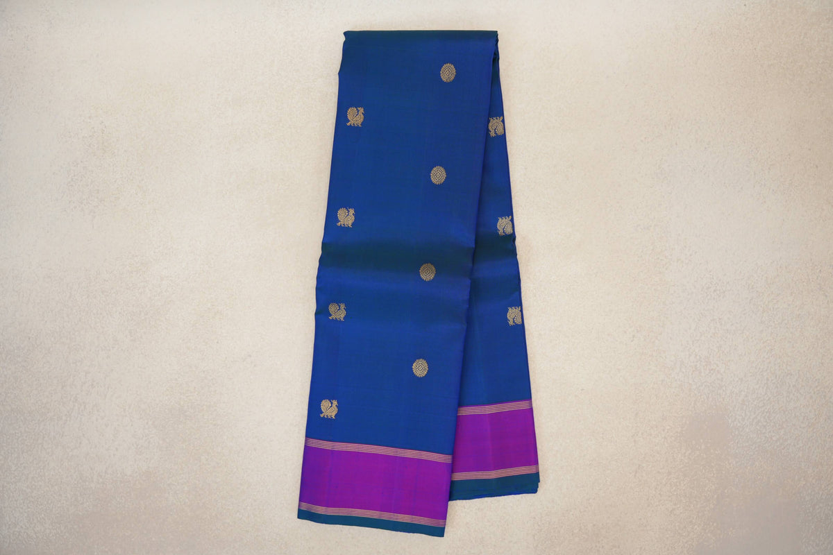 Peacock Blue Vintage Kanjivaram Silk Saree  online
