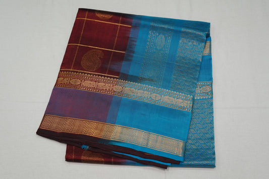 Burgundy maroon silk cotton saree