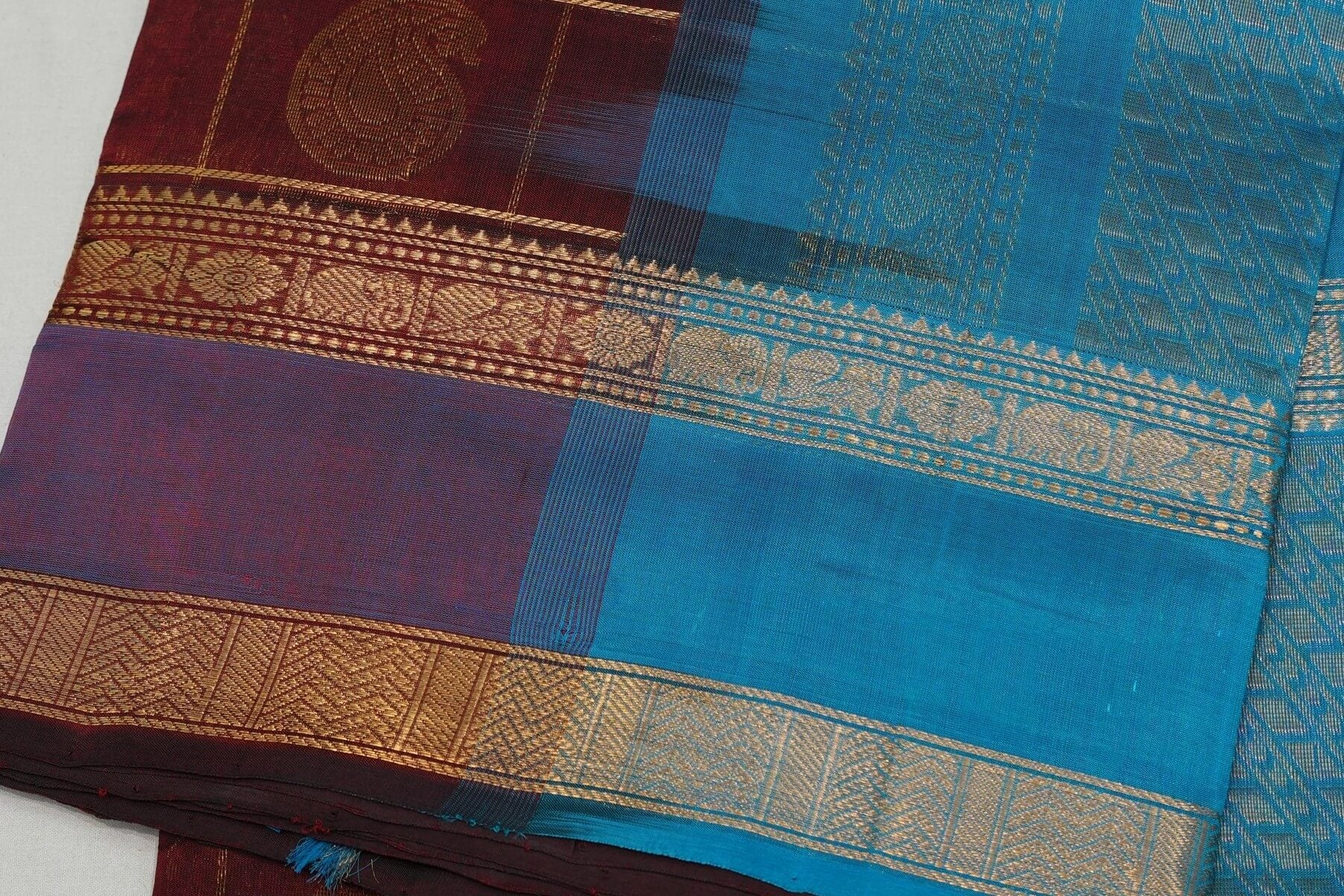 Checked silk cotton saree