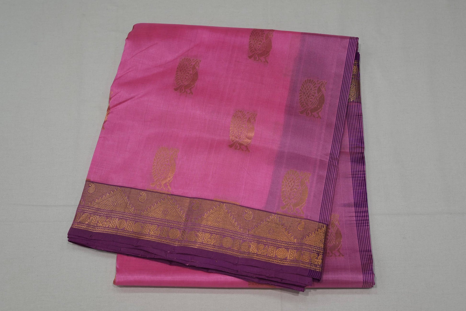 Baby pink silk cotton saree