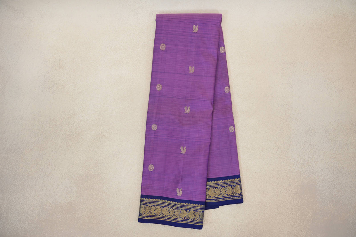 Lavender with Deep Blue Borders Vintage Kanjivaram Silk Saree online