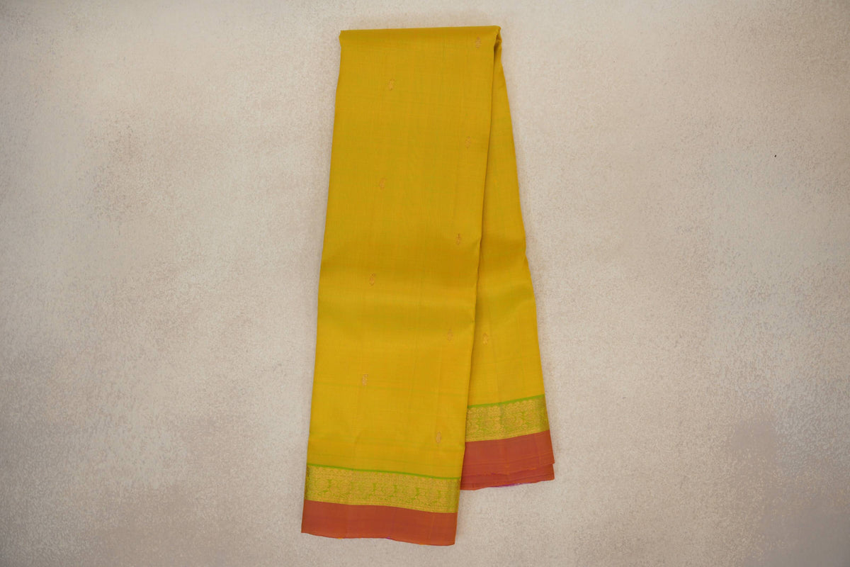 Lemon yellow vintage kanjivaram saree online