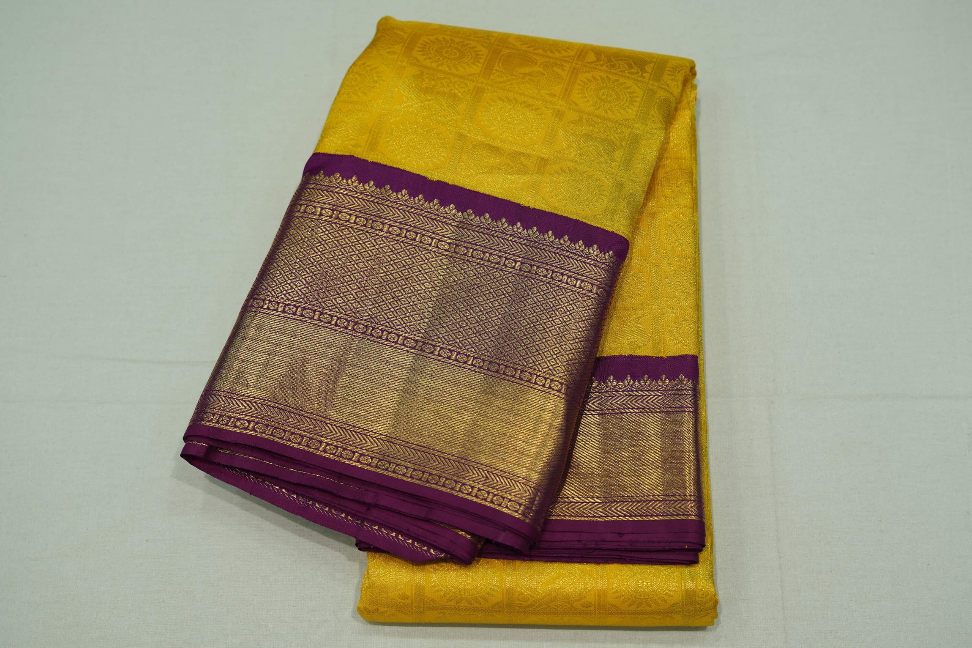 Yellow bridal kanchipuram silk saree