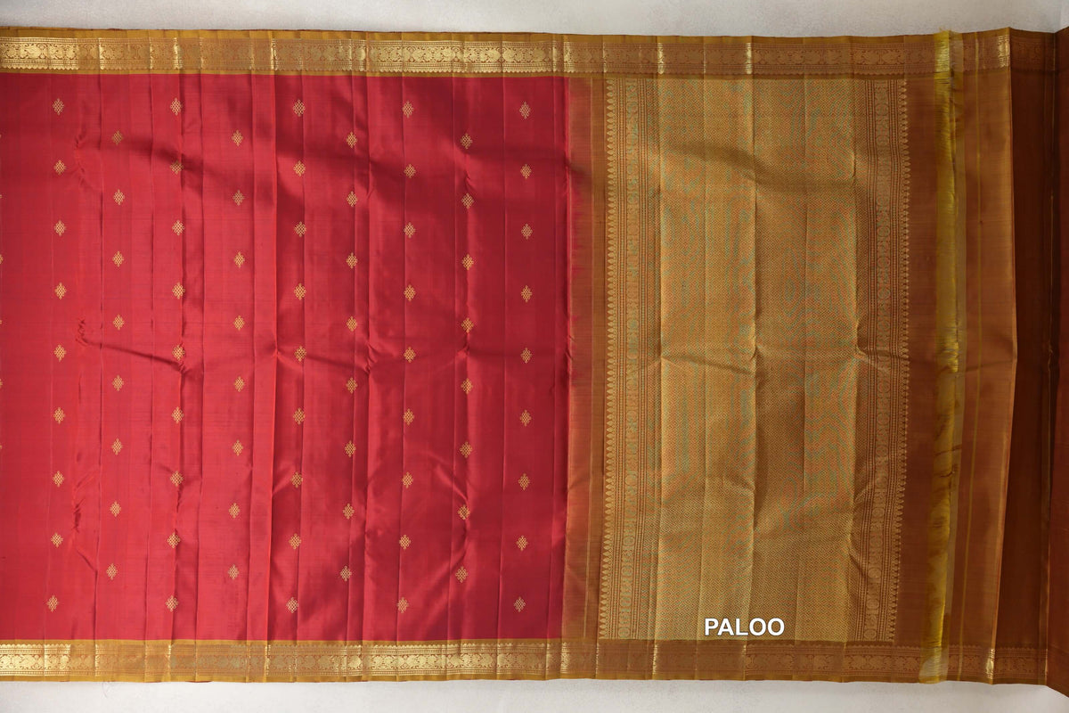 Deep Red vintage kanjivaram saree paloo