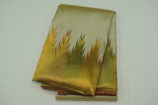 Beige vintage kanchipuram silk saree