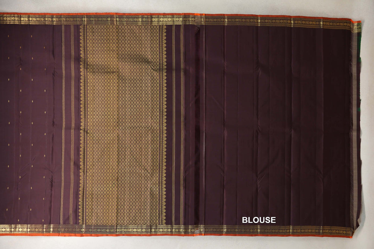 Deep plum brown vintage kanjivaram saree blouse