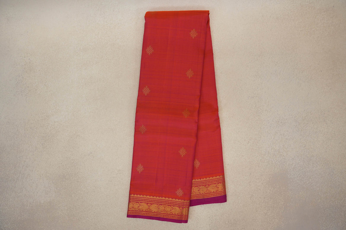 Dual Tone of Pink and Orange Vintage Kanjivaram Silk Saree online