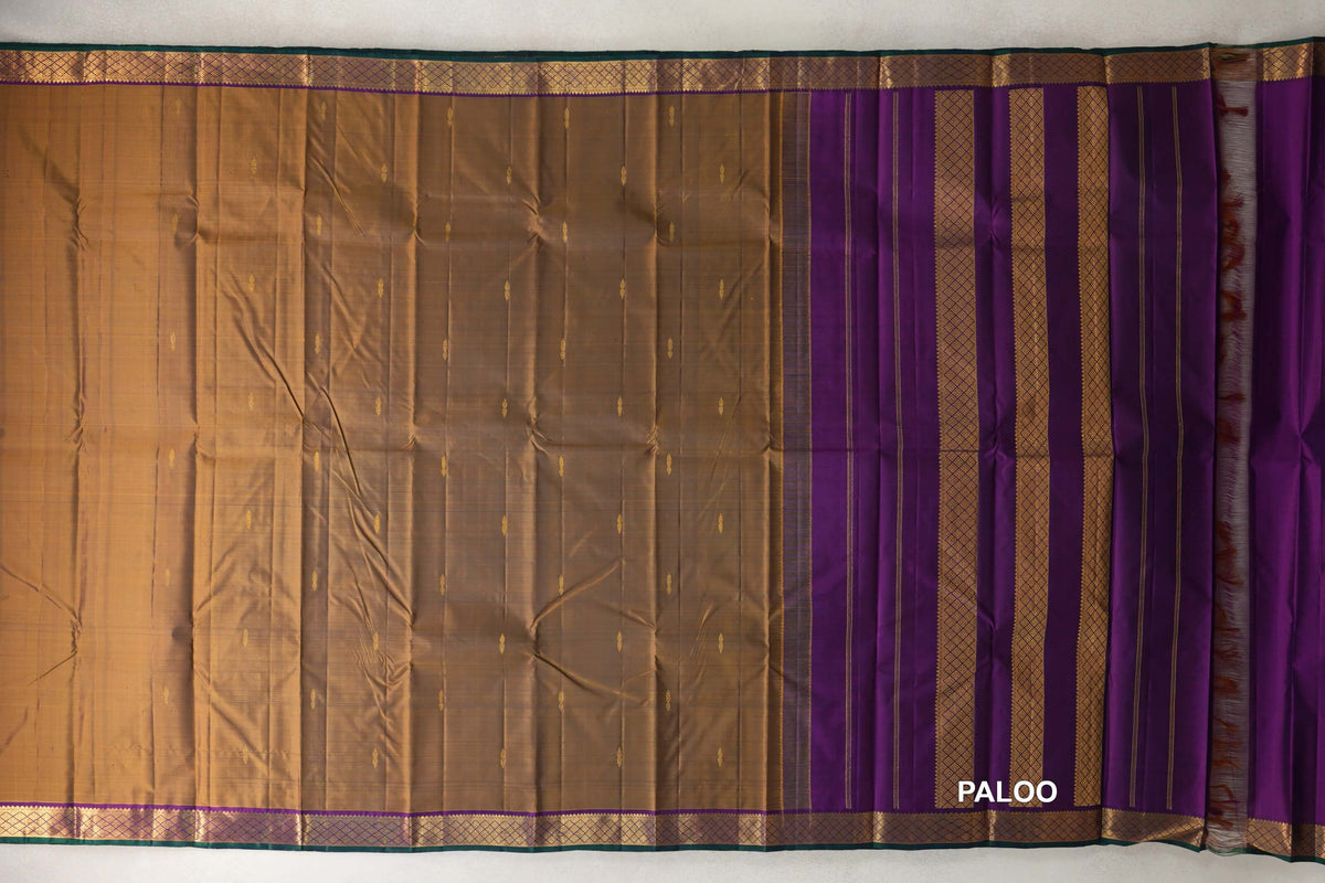 Mustard Oil Vintage Kanjivaram Silk Saree paloo