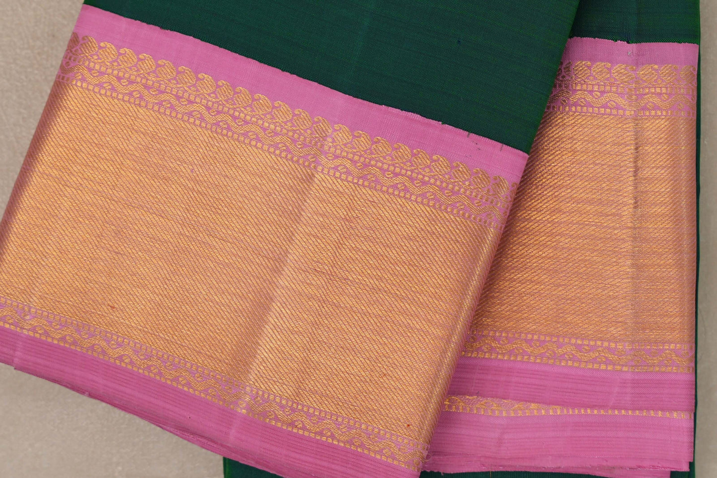 Dual Tone Peacock Green and Violet Vintage Kanjivaram Silk Saree by Shreenivas Silks PSSR019373