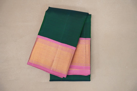 Dual Tone Peacock Green and Violet Vintage Kanjivaram Silk Saree by Shreenivas Silks PSSR019373
