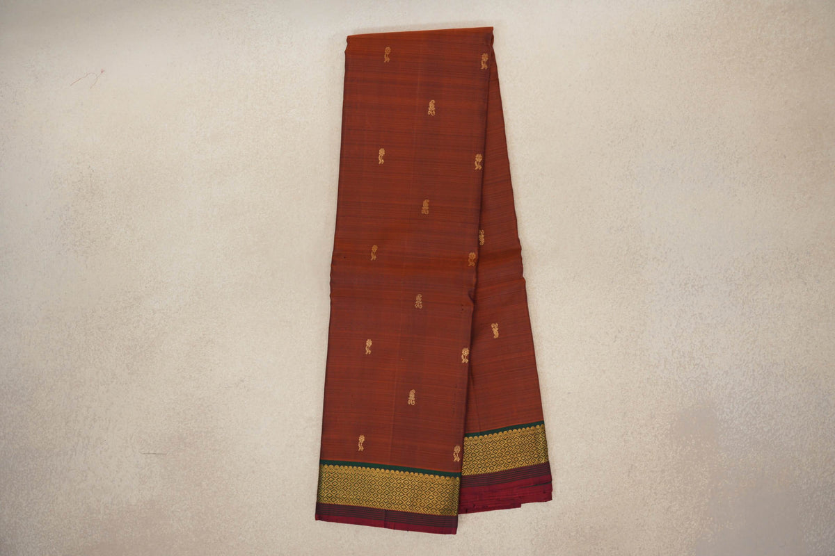 Rust orange Vintage Kanjivaram Silk Saree online