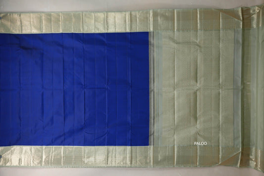 Bright blue with Sage Green borders Vintage Kanjivaram Silk Saree by Shreenivas Silks PSSR019376