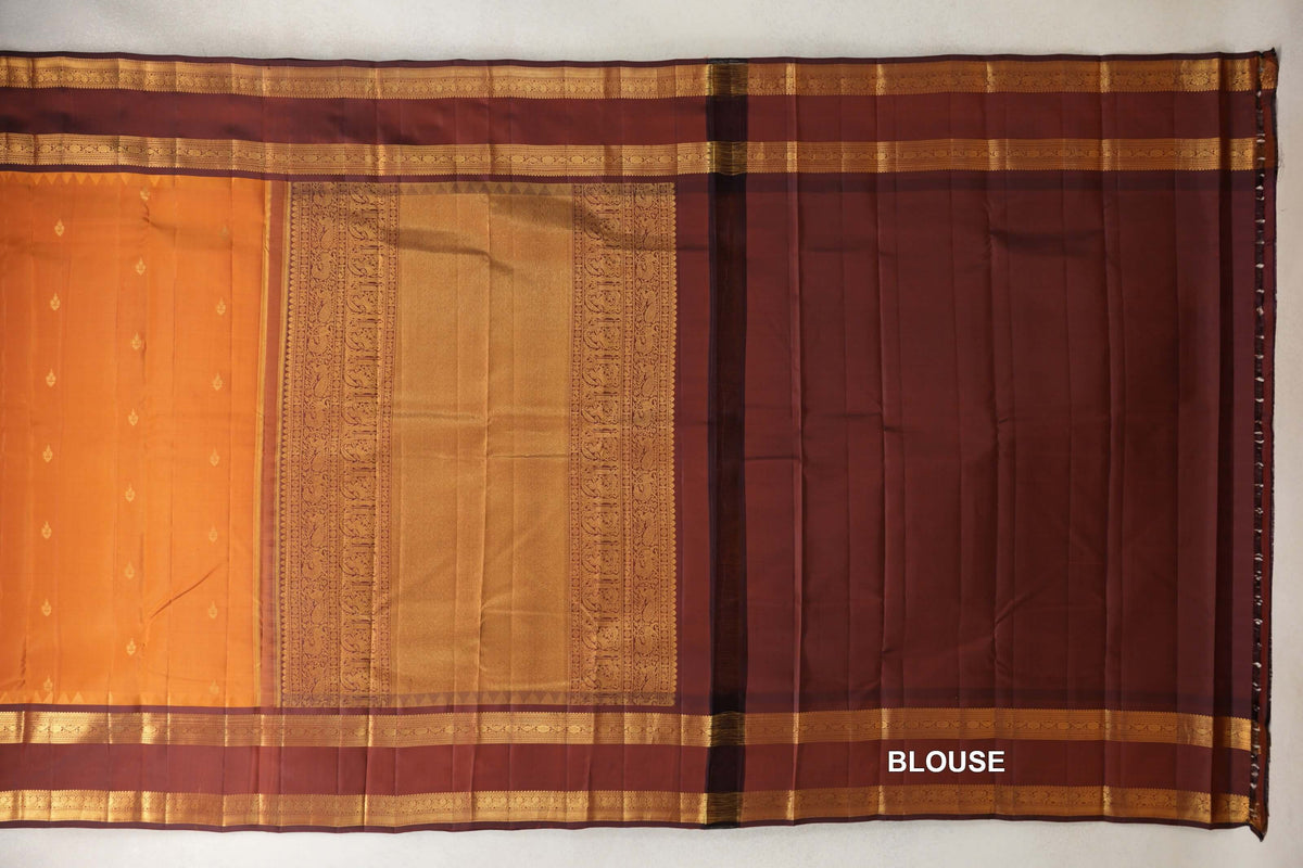Light Brown Vintage Kanjivaram Silk Saree blouse