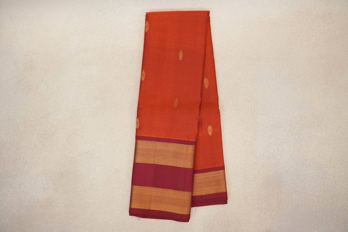 Rust Orange Light Weight Kanchipuram Silk Saree online