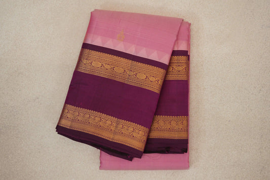 folded Light Rose Pink Light Weight Kanchipuram Silk Saree