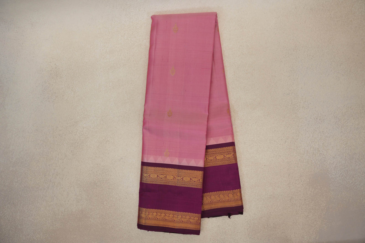Light Rose Pink Light Weight Kanchipuram Silk Saree online