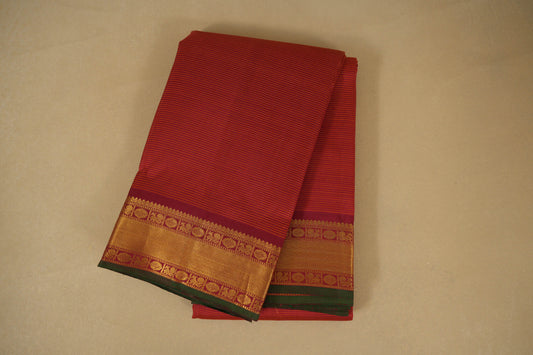 Rust with Maroon Borders Vintage Kanjivaram Silk Saree