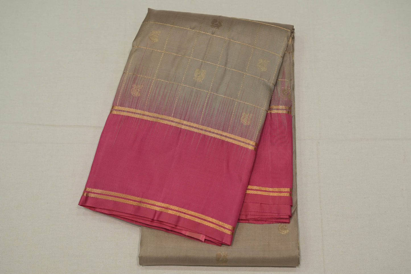 Light grey kanchipuram silk saree