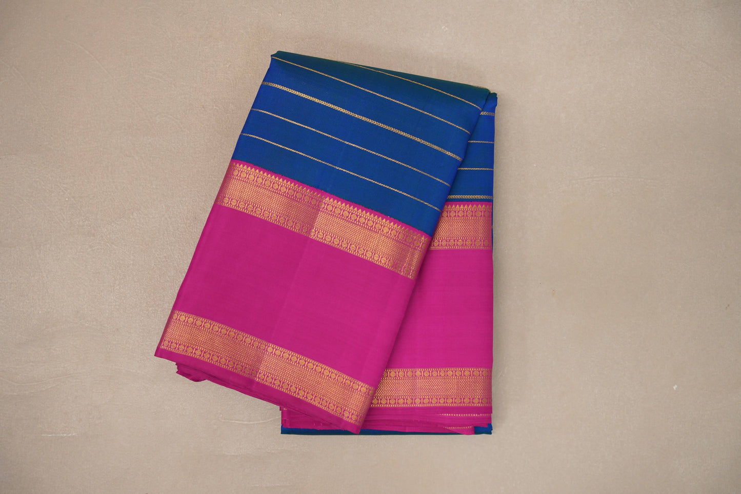 Dual Tone Green and Classic Blue Vintage Kanjivaram Silk Saree by Shreenivas Silks PSSR019379