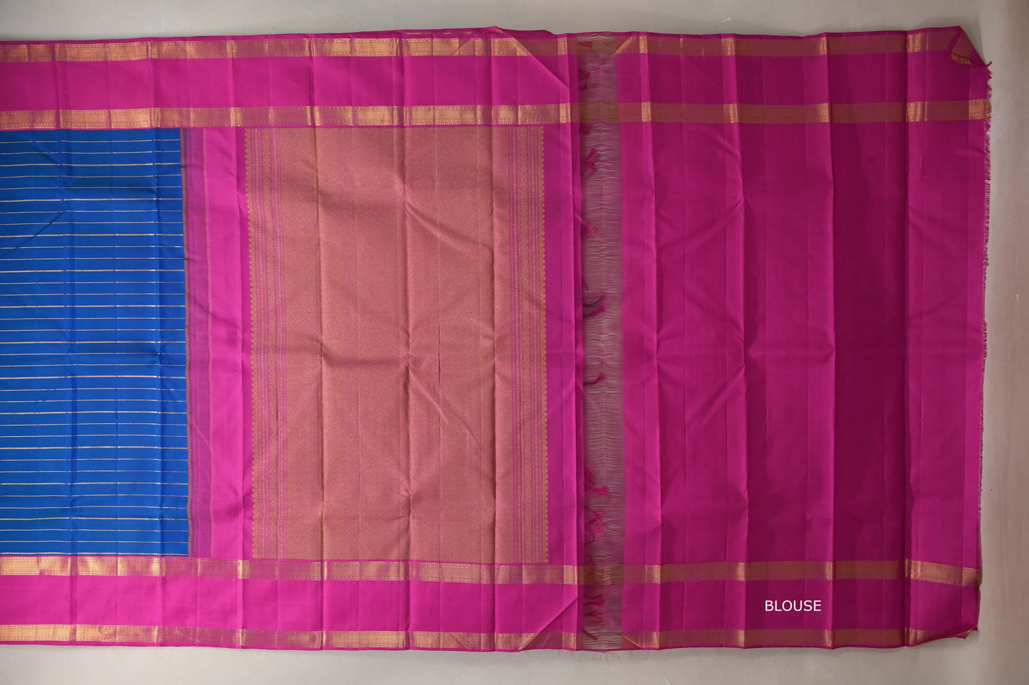 Dual Tone Green and Classic Blue Vintage Kanjivaram Silk Saree by Shreenivas Silks PSSR019379