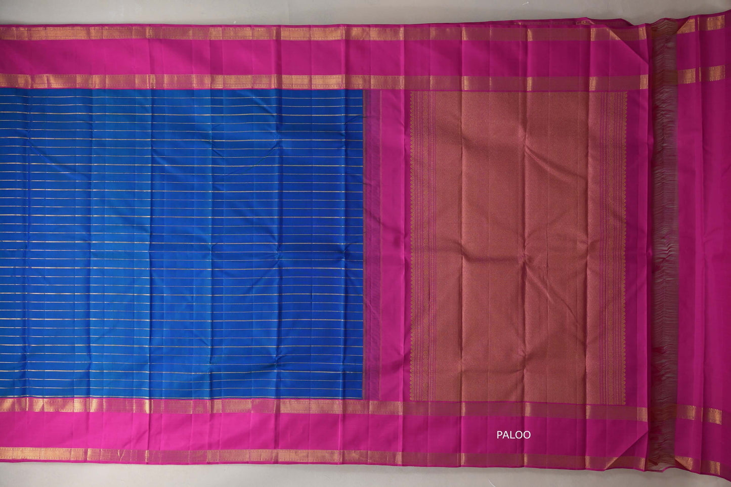 Dual Tone Green and Classic Blue Vintage Kanjivaram Silk Saree by Shreenivas Silks PSSR019379