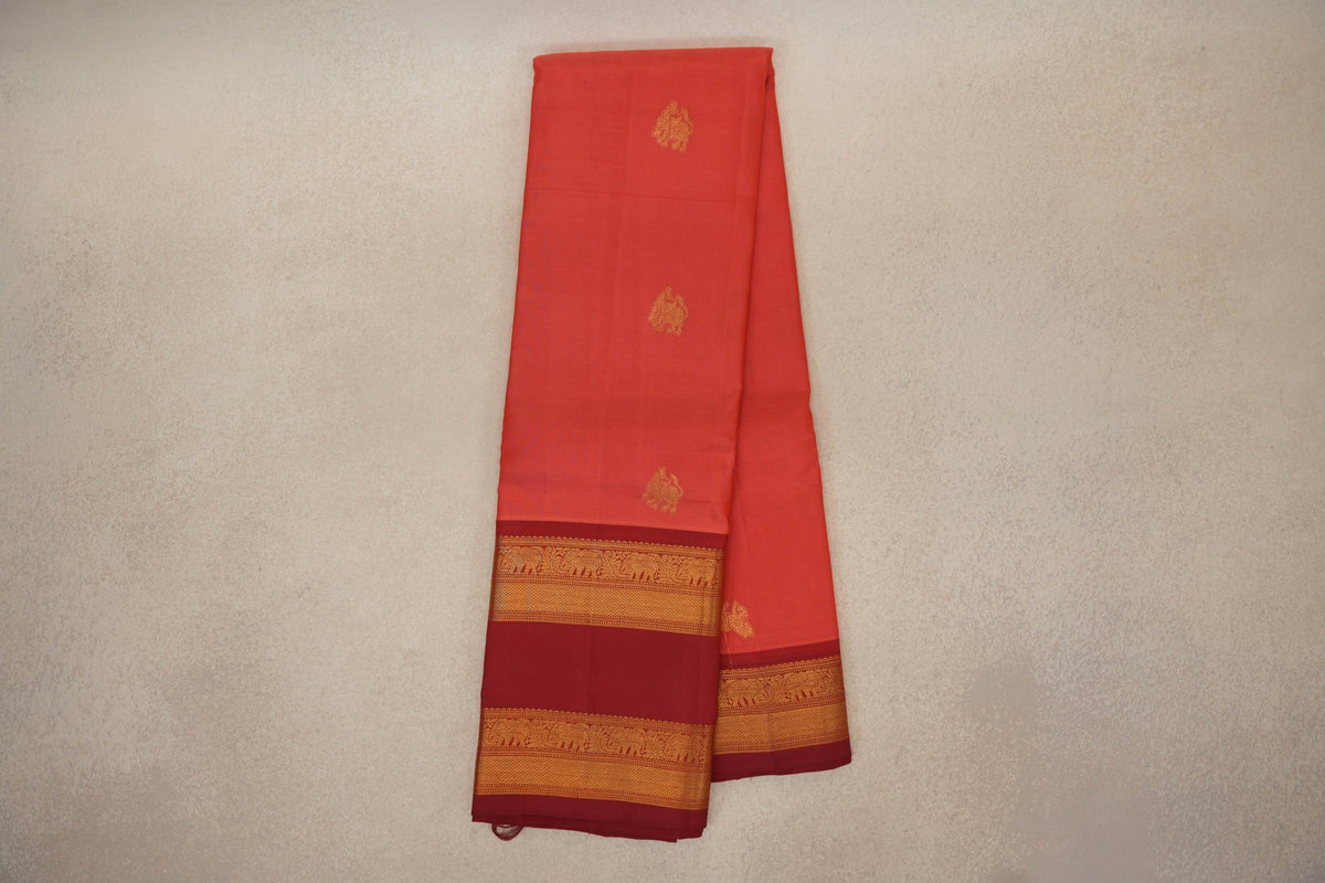 Peach Pink Light Weight Kanchipuram Silk Saree online