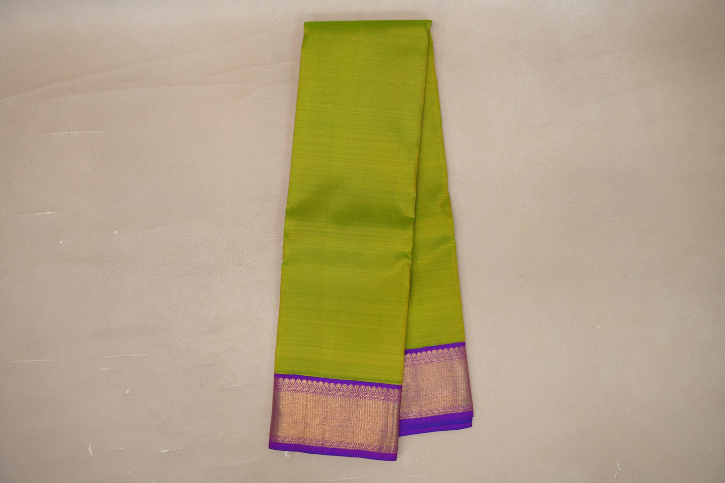 Parrot green with Dual Tone Blue and Magenta borders Vintage Kanjivaram Silk Saree by Shreenivas Silks PSSR019380