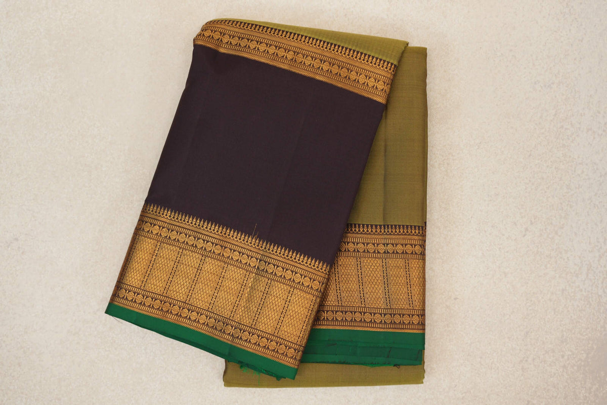 Olive Green Light Weight Kanchipuram Silk Saree