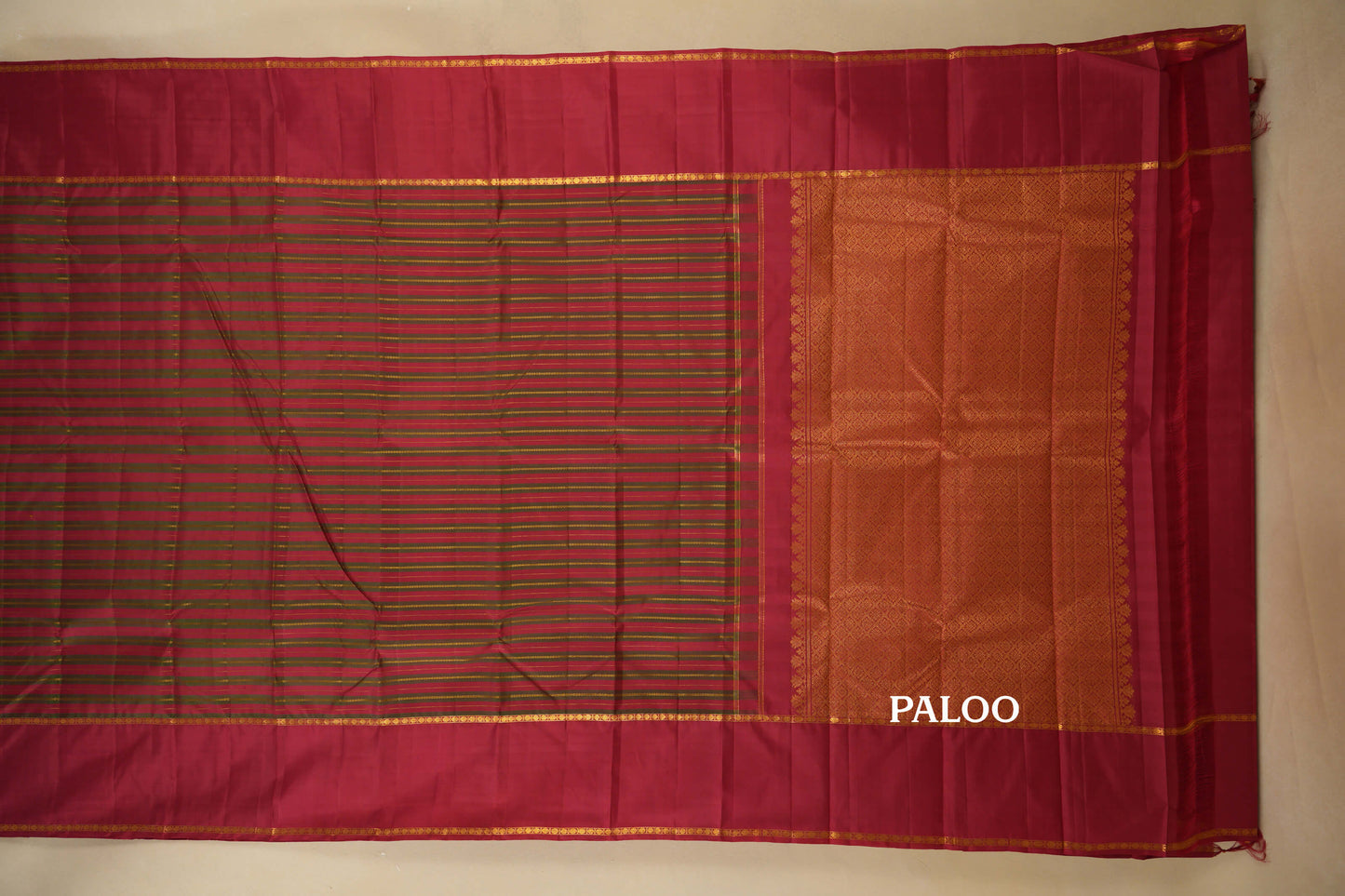 Maroon Vintage Kanjivaram Silk Saree paloo