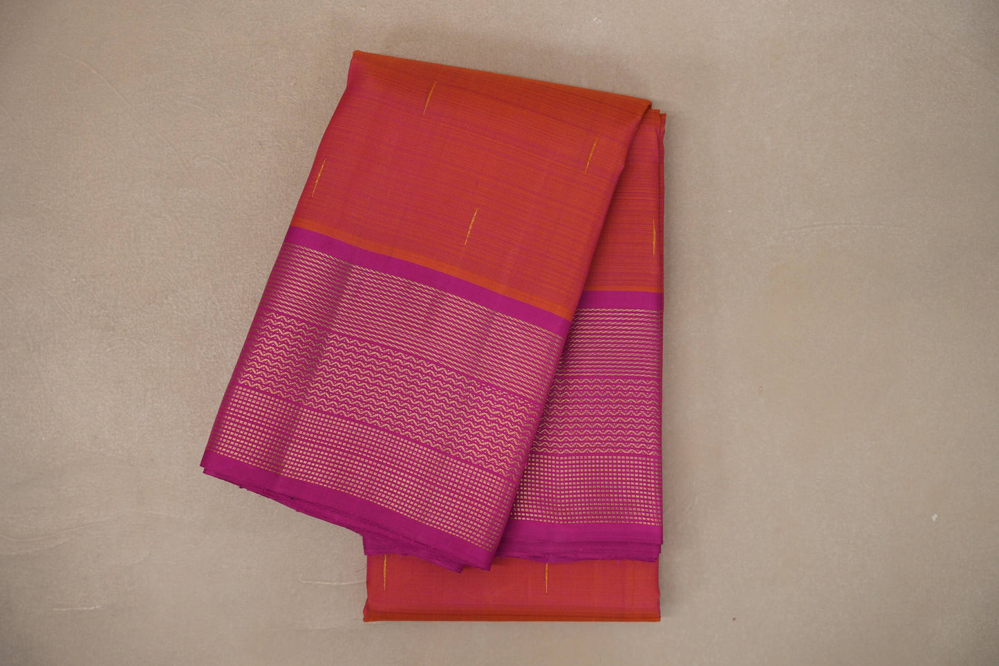 Dual Tone Orangish Pink and Pink Vintage Kanjivaram Silk Saree by Shreenivas Silks PSSR019384
