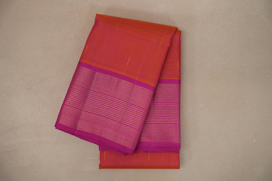 Dual Tone Orangish Pink and Pink Vintage Kanjivaram Silk Saree by Shreenivas Silks PSSR019384