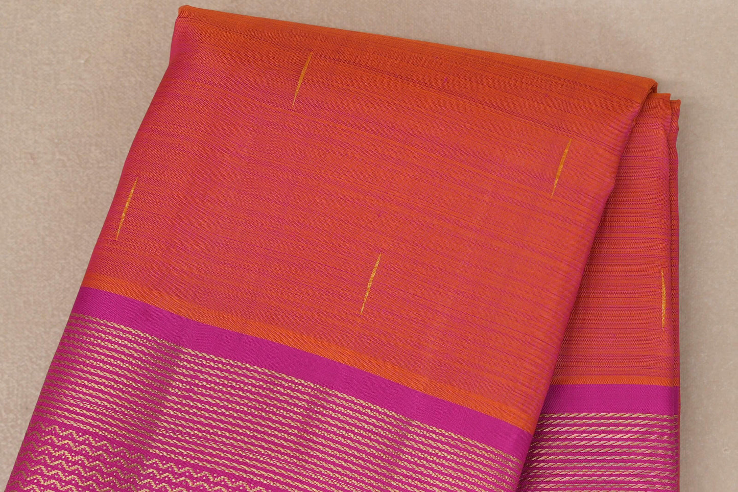 Dual Tone Orangish Pink and Pink Vintage Kanjivaram Silk Saree by Shreenivas Silks PSSR019384