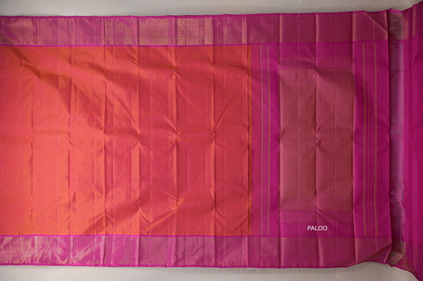 Dual Tone Orangish Pink and Pink Vintage Kanjivaram Silk Saree by Shreenivas Silks PSSR019384