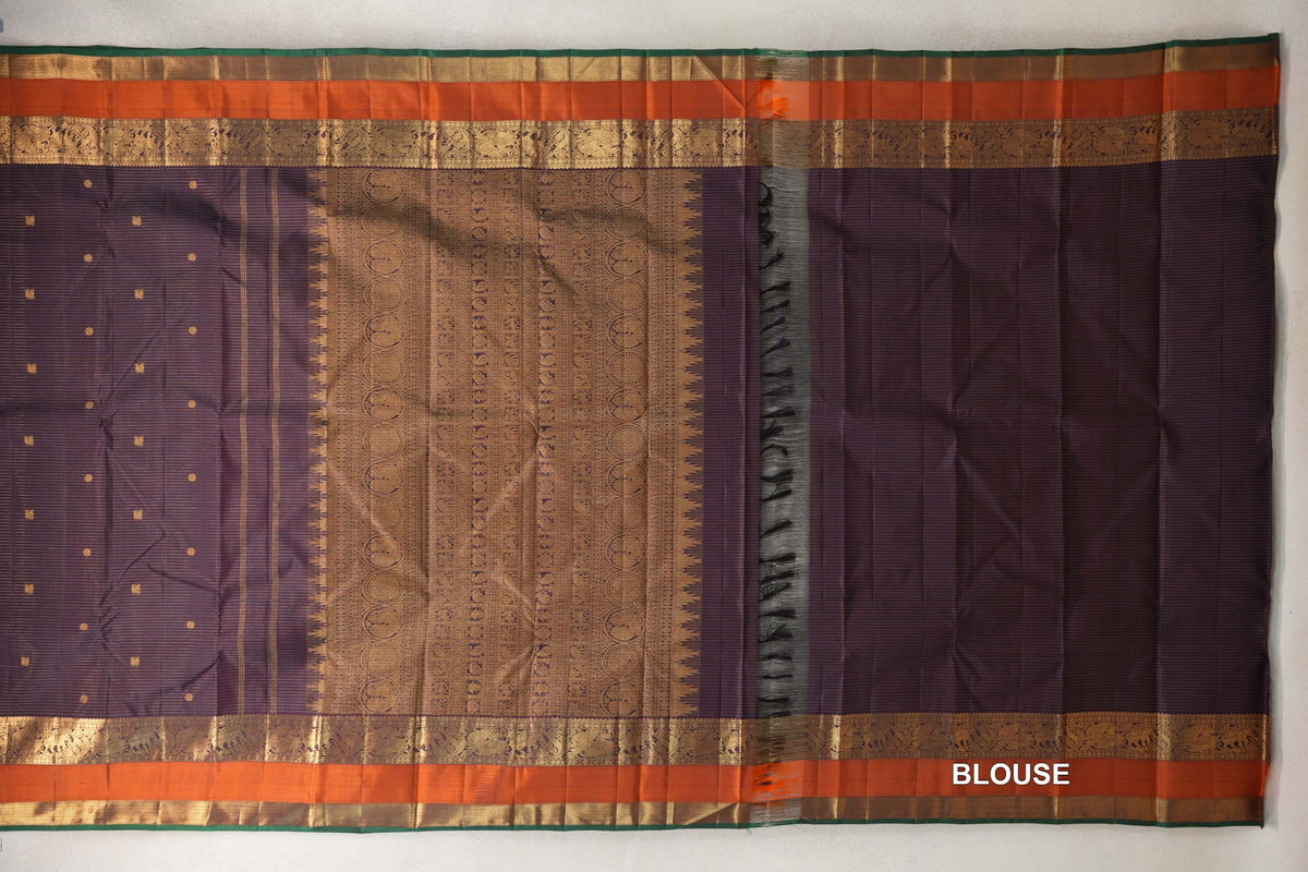 Deep Plum Vintage Kanjivaram Silk Saree blouse