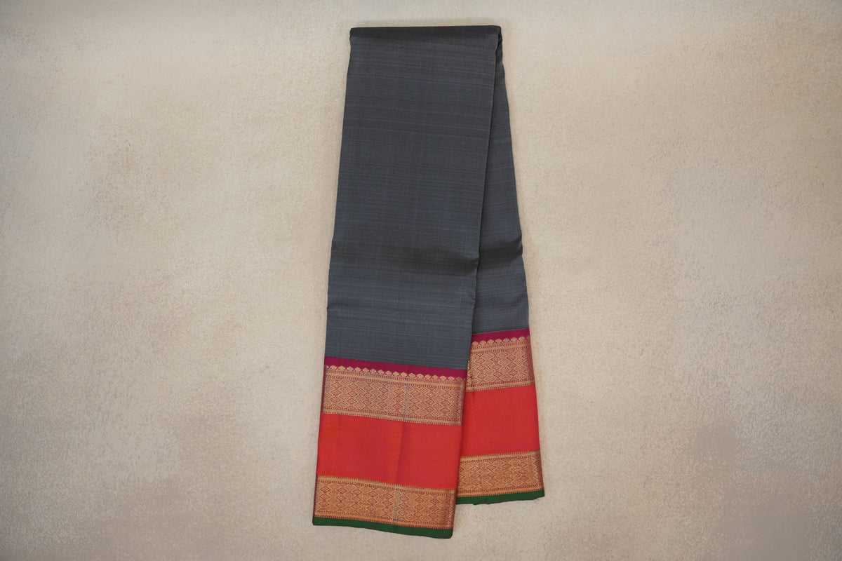 Steel Blue Grey Vintage Kanjivaram Silk Saree online