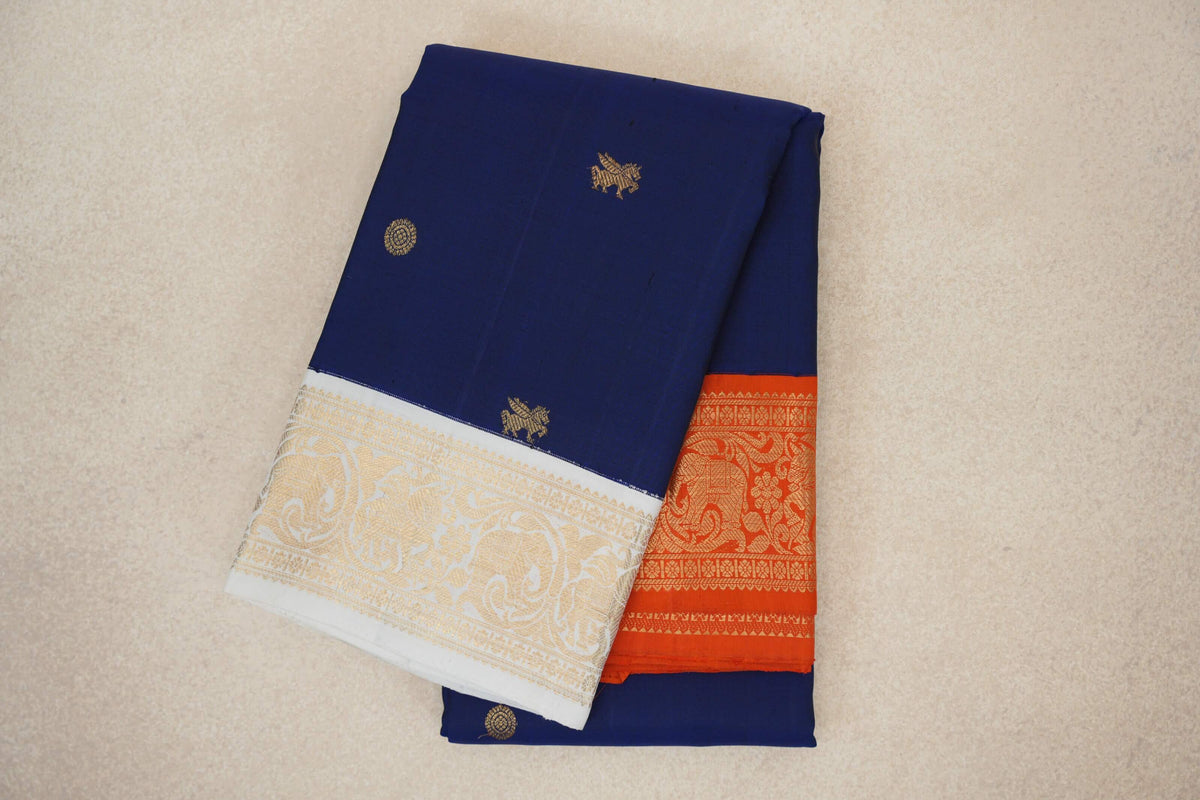 Deep Royal Blue Vintage Kanjivaram Silk Saree 
