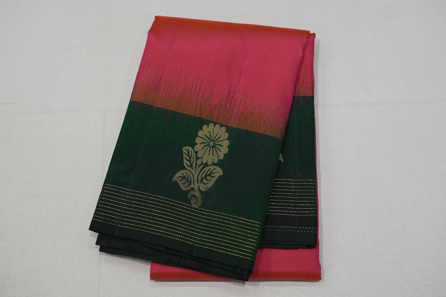 Pinkish orange light weight kanchipuram silk saree