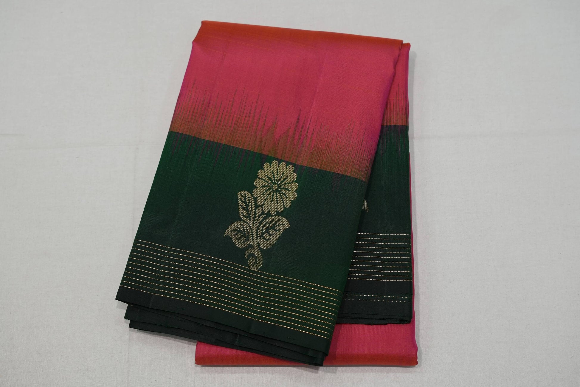 Pinkish orange light weight kanchipuram silk saree