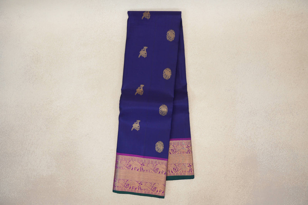 Deep Royal Blue Vintage Kanjivaram Silk Saree  online