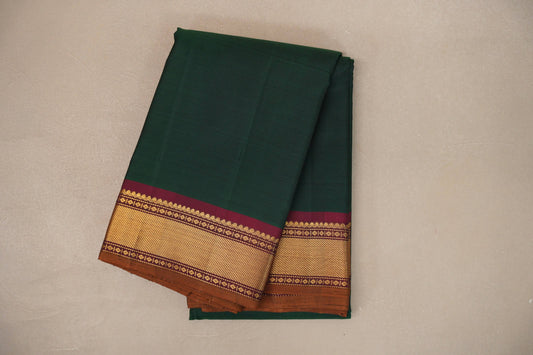 Bottle green with Deep maroon borders Vintage Kanjivaram Silk Saree by Shreenivas Silks PSSR019389