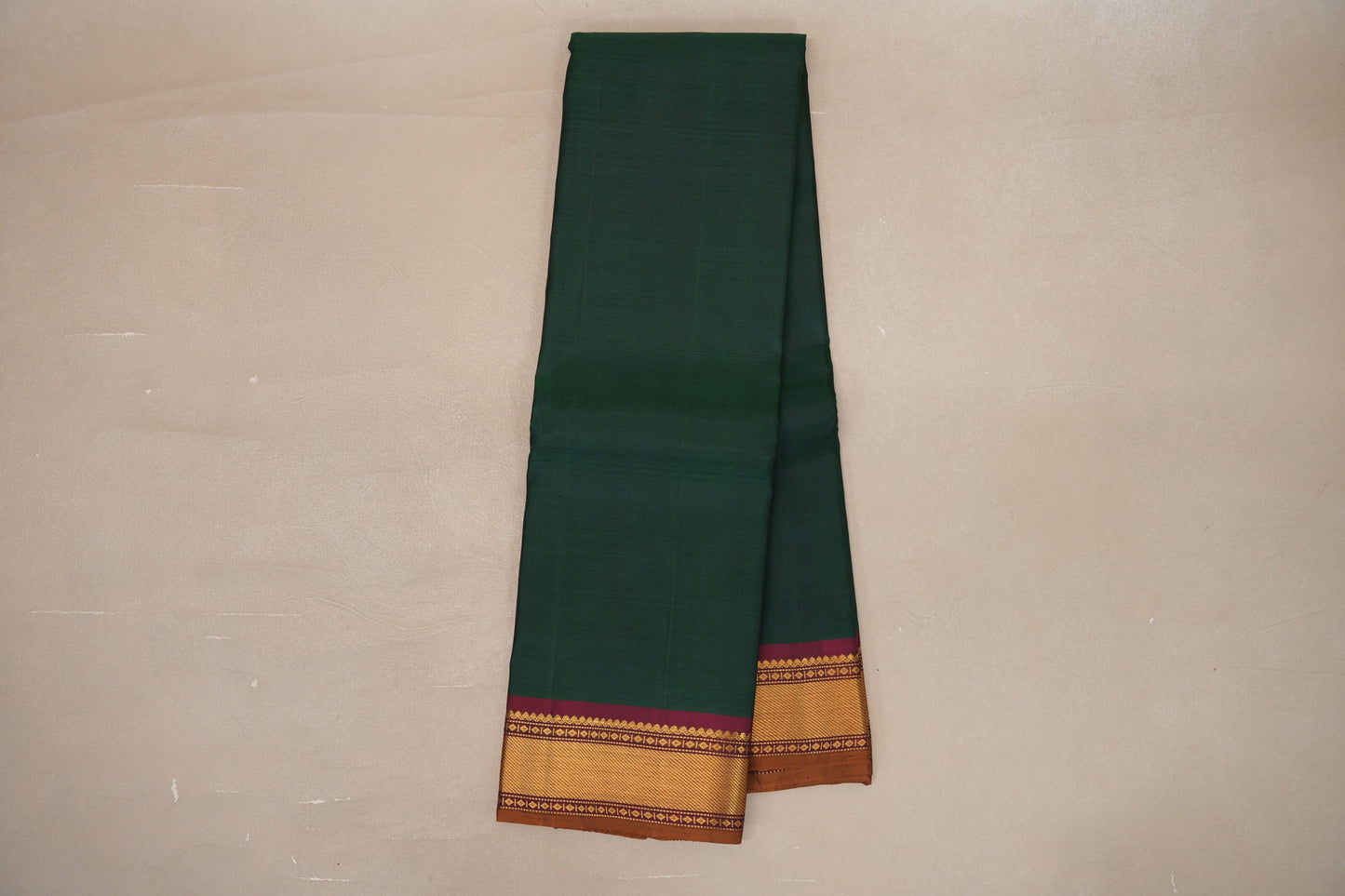 Bottle green with Deep maroon borders Vintage Kanjivaram Silk Saree by Shreenivas Silks PSSR019389