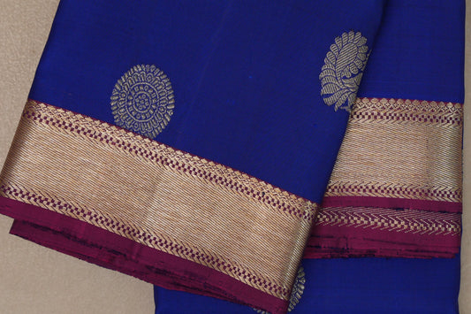Deep blue Vintage Kanjivaram Silk Saree by Shreenivas Silks PSSR019391
