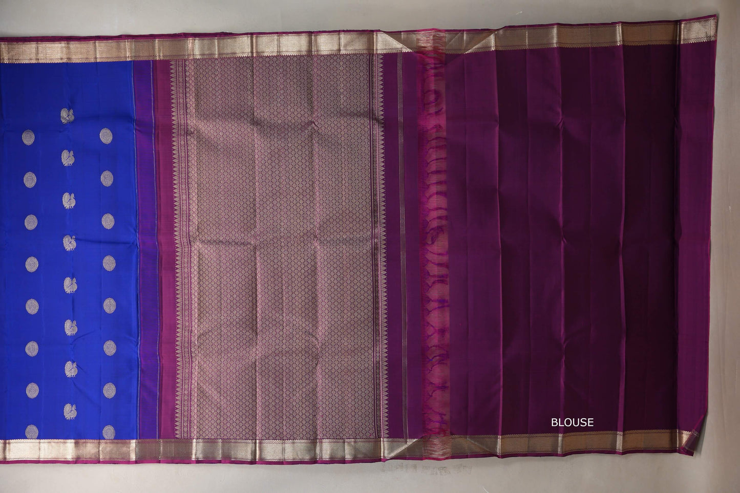 Deep blue Vintage Kanjivaram Silk Saree by Shreenivas Silks PSSR019391